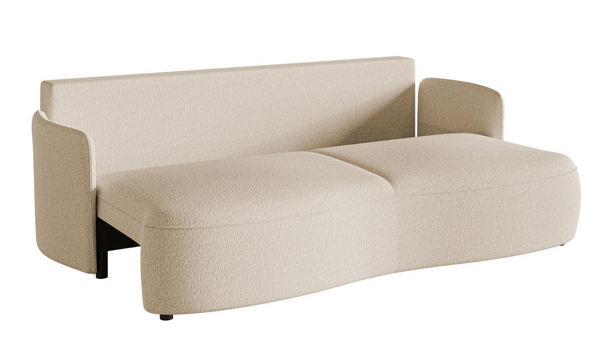 SOFA Raviolo Hellbeige mit Bouclé-Bezug - Ecru/Schwarz, Kunststoff/Textil (230/95/103cm) - Selsey
