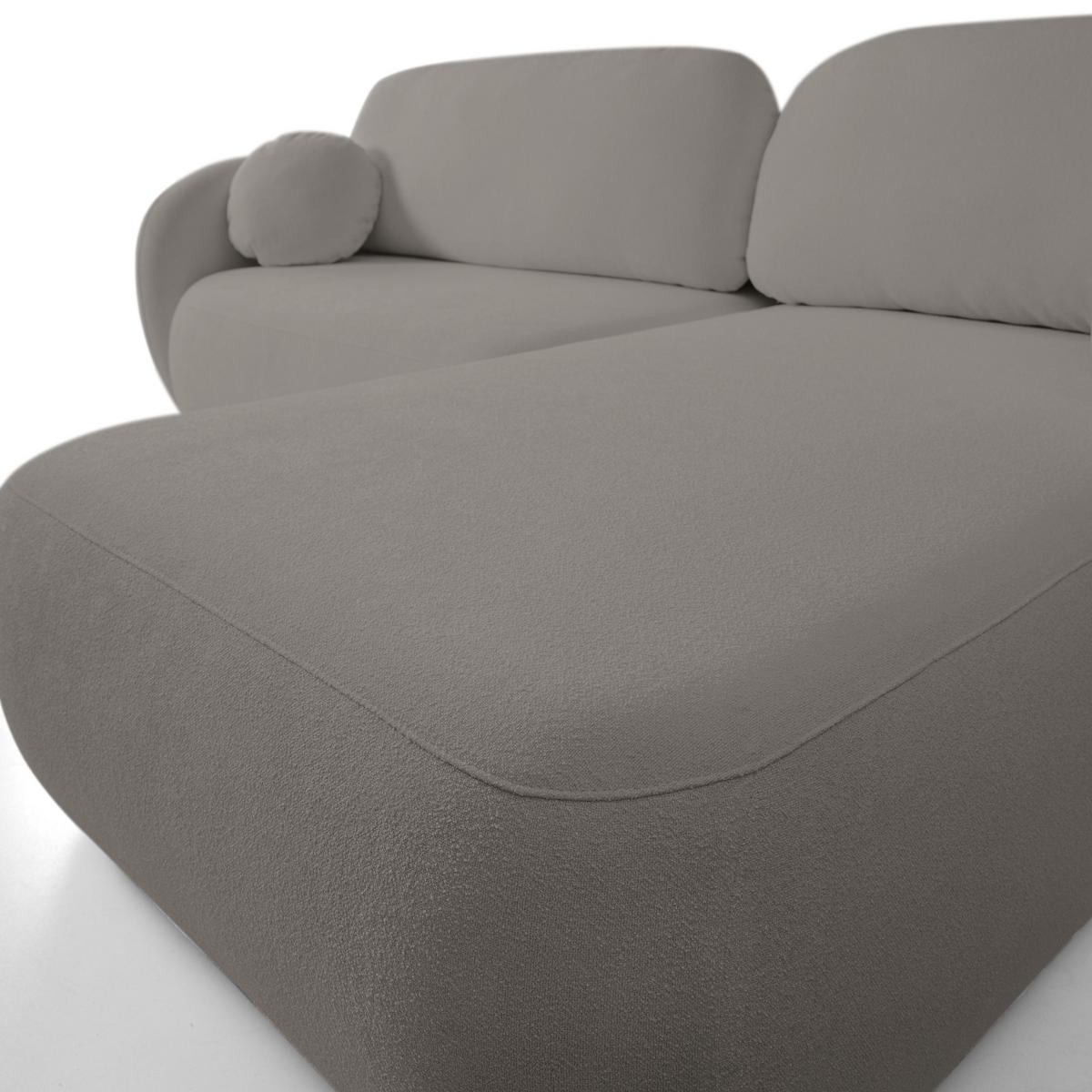 ECKSOFA AMICO R-S Grau Geflochtener Stoff mit Schlaffunktion - Grau, Holz (248/174cm) - MASSENO