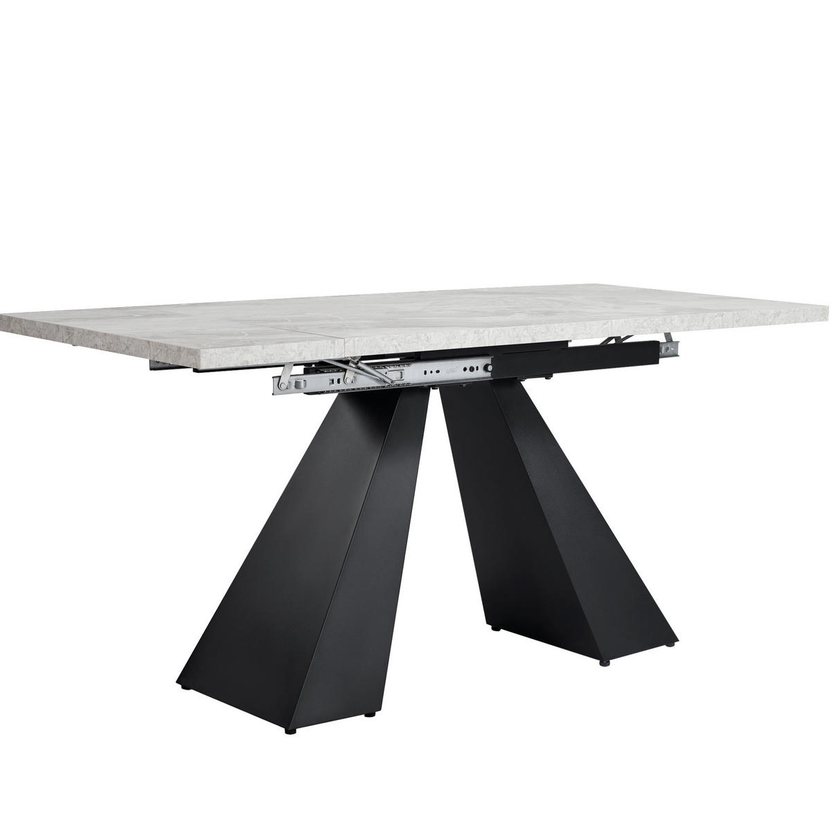 JÍDELNÍ stůl 99-159/74/77 cm černo-šedý z MDF a kovu s rozkládací deskou - černá, kompozitní dřevo (159/74/77cm) - OKWISH