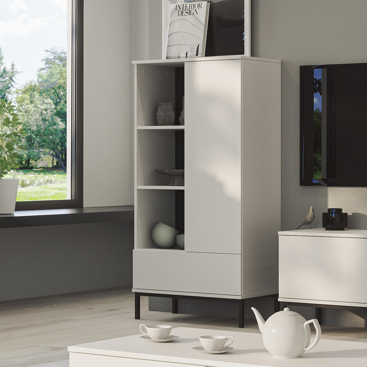 BÜCHERREGAL Dallas 70x140 Weiß - Schwarz/Weiß, Holzwerkstoff/Metall (70/140/41cm) - Ravio