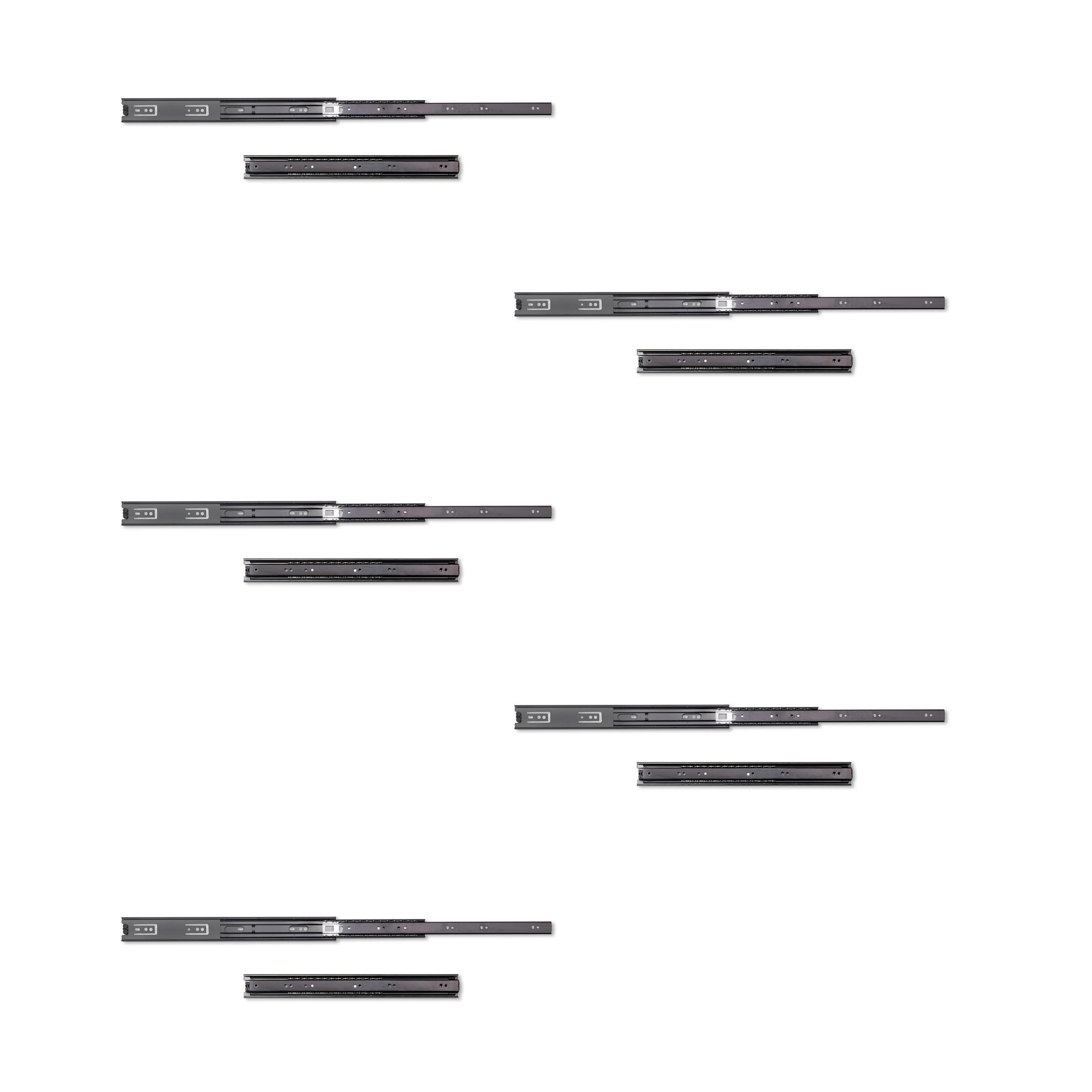 KUGELFÜHRUNGEN Höhe 45mm, Tiefe 400mm, Vollauszug, Schwarz 5er-set - Schwarz, Metall (1.27/5/40cm) - EMUCA