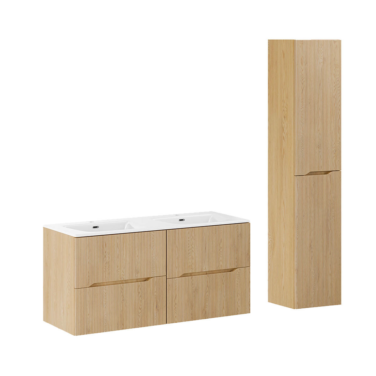 BADMÖBEL 120.4cm Isaline 2er-Set Helle Eiche - Braun, Holzwerkstoff (120.4/57/46cm) - Petits-meubles