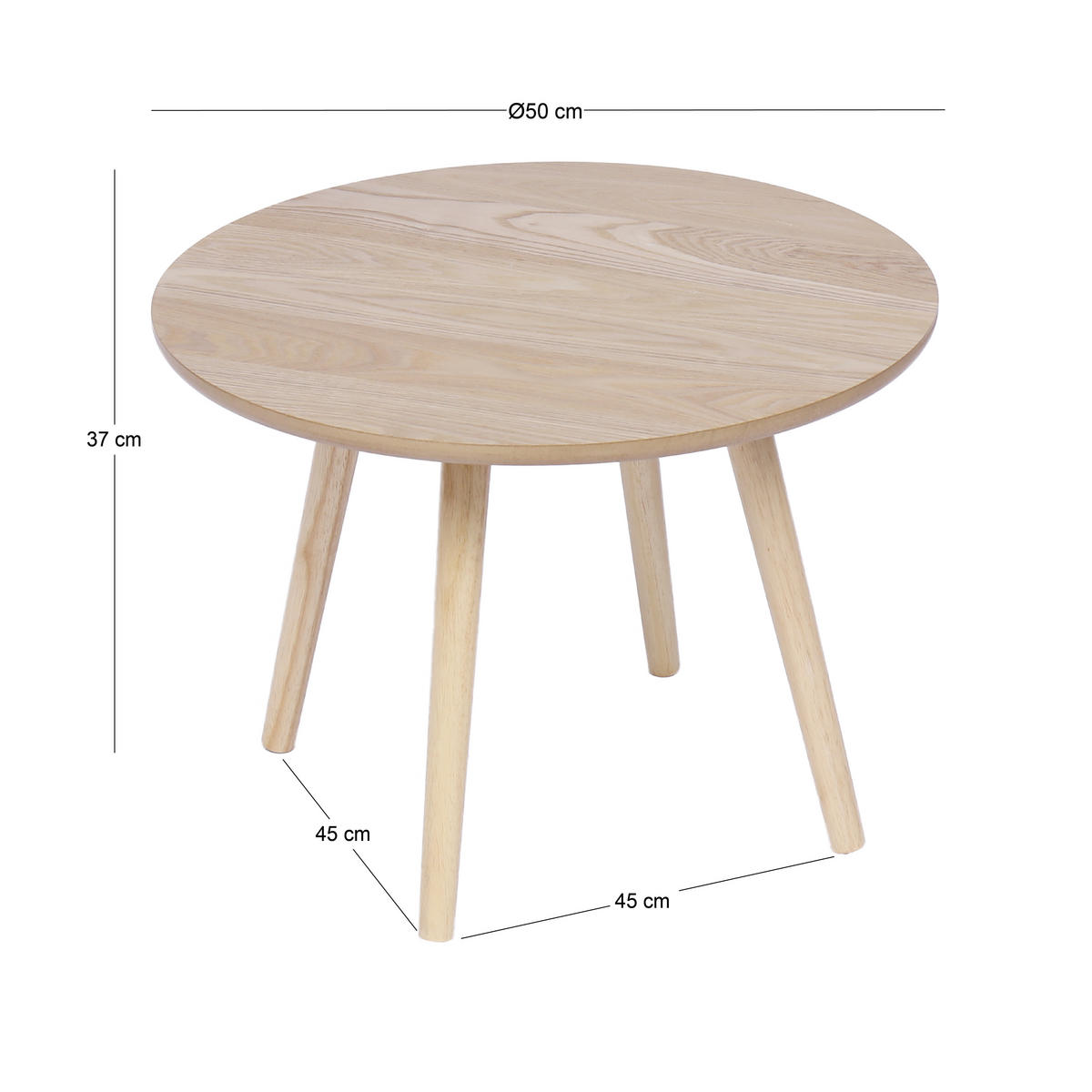 BEISTELLTISCH Rund Braun 50 x 50 x 37 cm - Braun, Holz (50/50/37cm) - Nordlys
