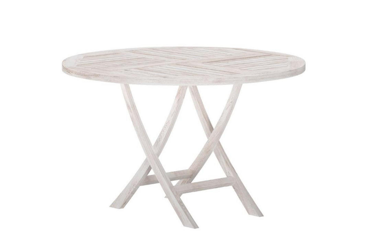 GARTENTISCH, Kenya, Whitewash, Teak., 120 x 120 x 75 cm - Weiß, Holz (120/120/75cm) - ebuy24
