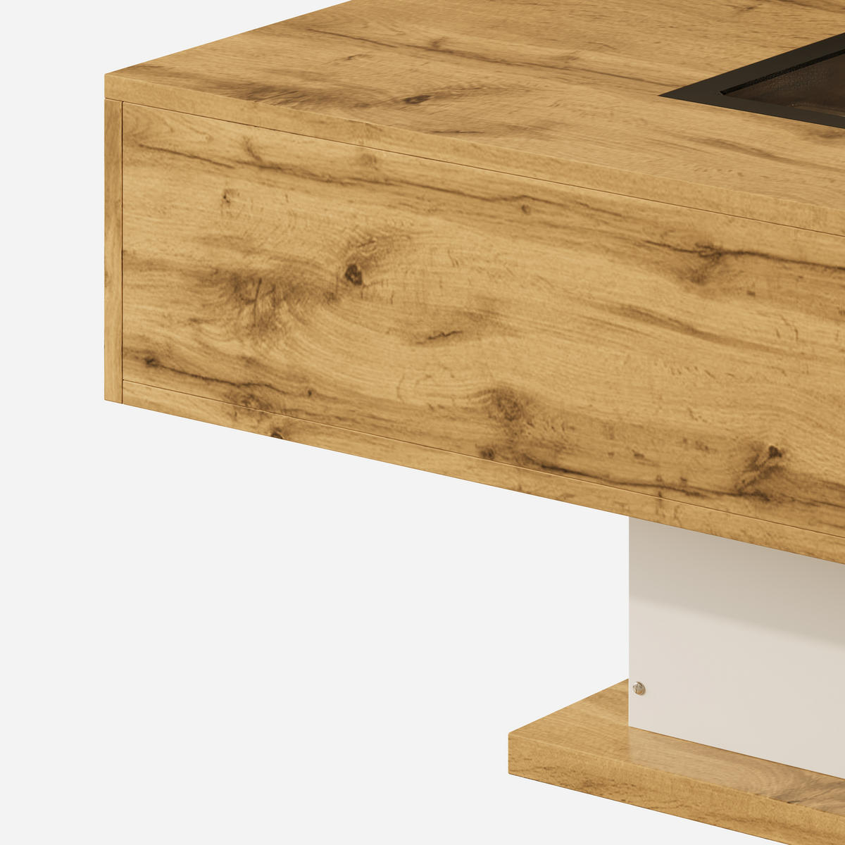 COUCHTISCH LED Glas 2 Schubladen - Naturfarben, Holzwerkstoff (60/110.2/39.7cm) - Fortuna Lai