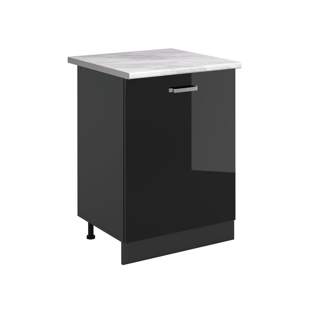 Vicco Küchenunterschrank Schwarz Hochglanz, Anthrazit 60x81.6x60 cm
