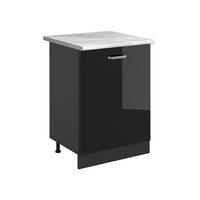 KÜCHENUNTERSCHRANK R-Line, Schwarz Hochglanz/Anthrazit, 60 cm mit 1 Tür Arbeitsplatte Marmor - Schwarz Hochglanz/Anthrazit, Holzwerkstoff (60/81.6/60cm) - Vicco