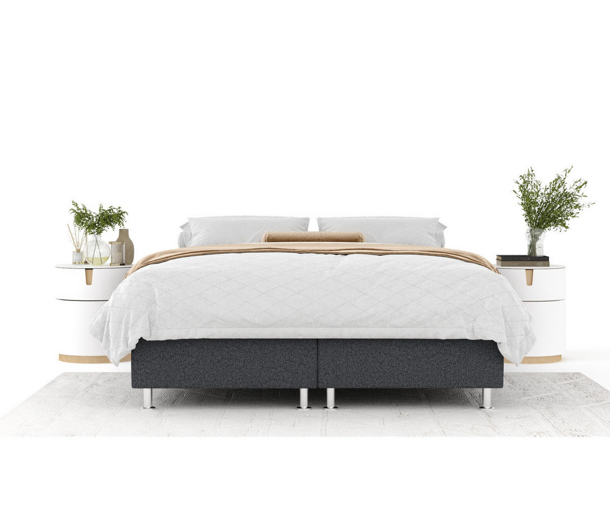 BOXSPRINGBETT Sub Schwarz 160/200 cm mit Latex-Topper - Silberfarben/Schwarz, Holz/Holzwerkstoff (160/200cm) - Maison de Reve