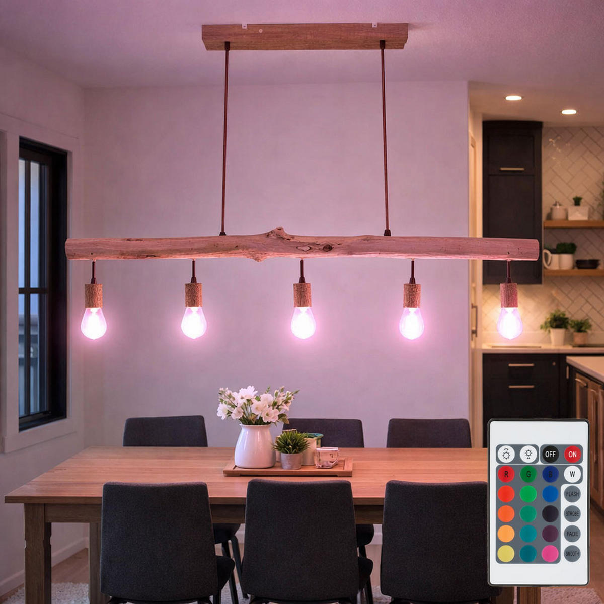 LED HÄNGELEUCHTE Holzbalken Braun - Braun, Holz (100/8.5/140cm)