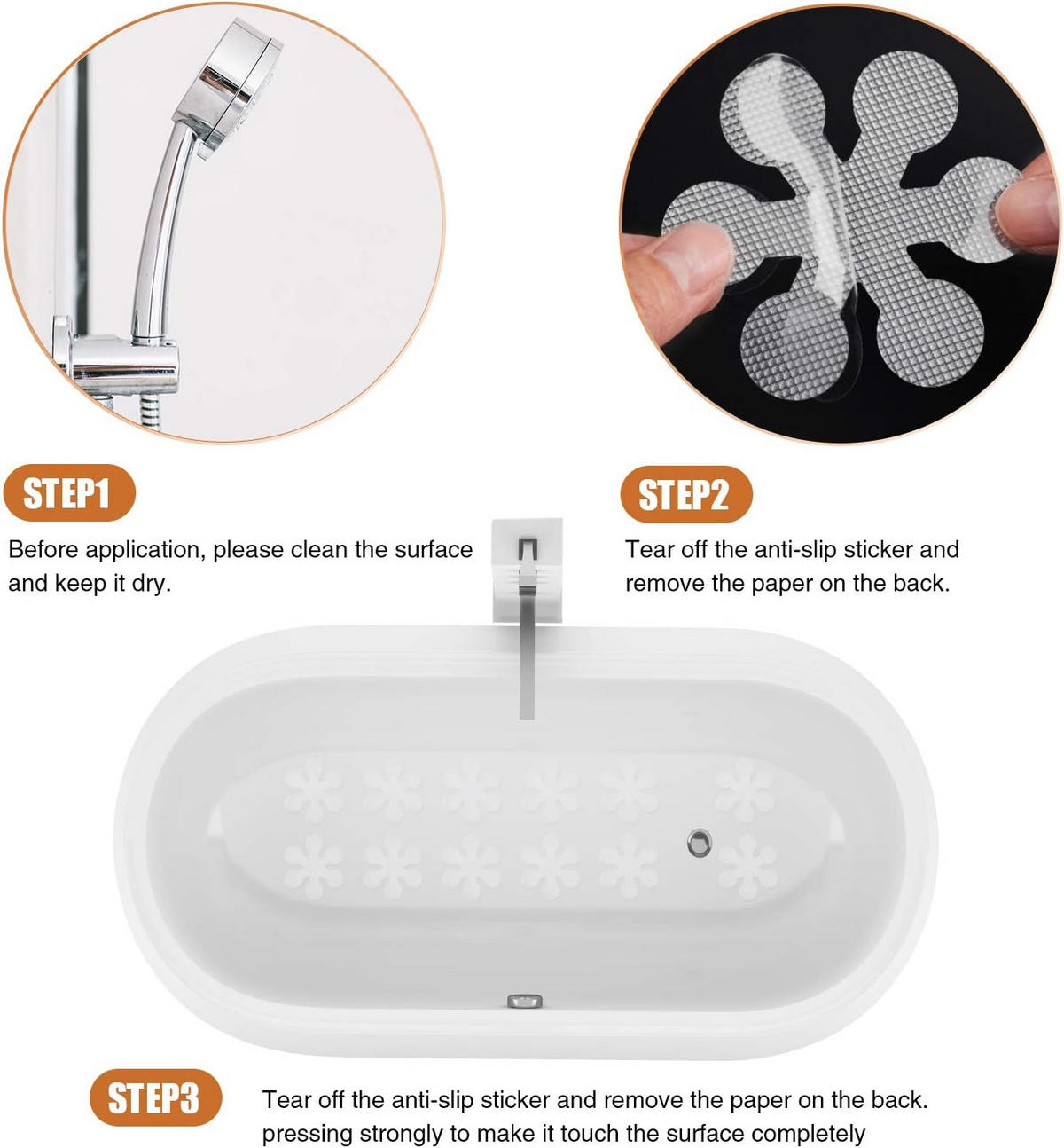 BATHTUB STICKER 20er-Set 8 cm Schneeflocke transparent rutschfest für Bad Dusche - Transparent, Kunststoff (1/1cm)
