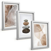 BILDER SET 3er Set - 20x30 cm Silberner Rahmen - Abstrakte Pastellformen - Silberfarben, Kunststoff (20/30cm) - TULUP