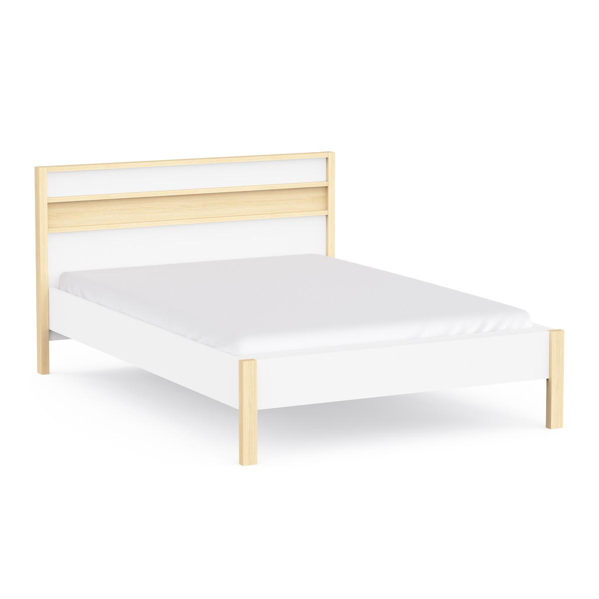 BETT in Weiß und Eichen-Dekor 151,9/207,3/95 cm - Weiß, Holzwerkstoff (140/190cm) - Calicosy