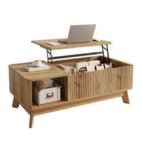 COUCHTISCH 95/48/50 cm Natur aus MDF mit Hubfunktion und Stauraum - Naturfarben, Holzwerkstoff (95/48/50cm) - OKWISH