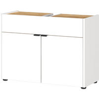 UNTERSCHRANK 80x34x60 cm stoßfest mit Siphonaussparung und Easy-Clean-Oberfläche, Weiß-Beige 80x34x60 cm - Weiß, Holz/Metall (80/60/34cm) - KADIMA DESIGN