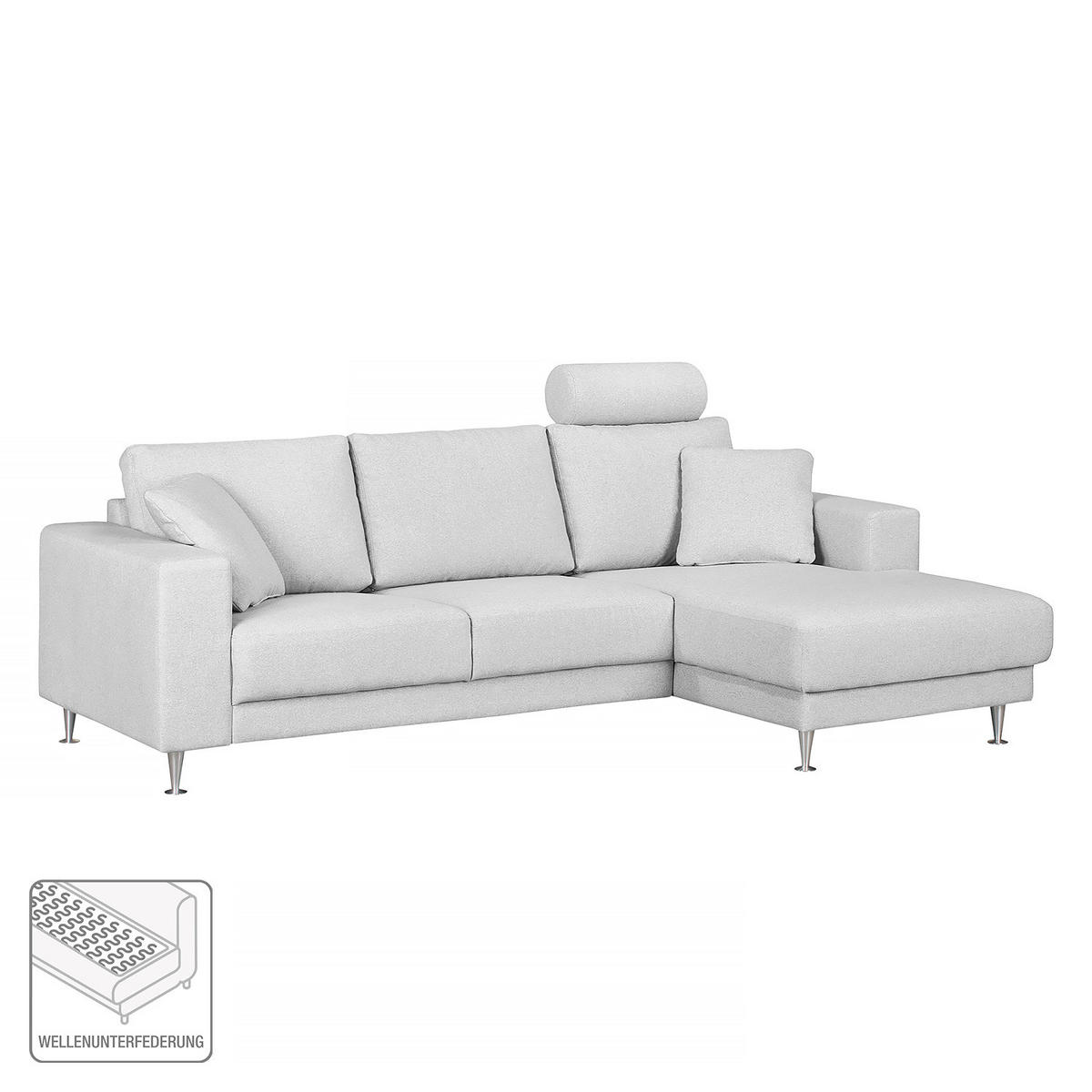 ECKSOFA mit Longchair - Grau, Textil (235/150cm) - home24