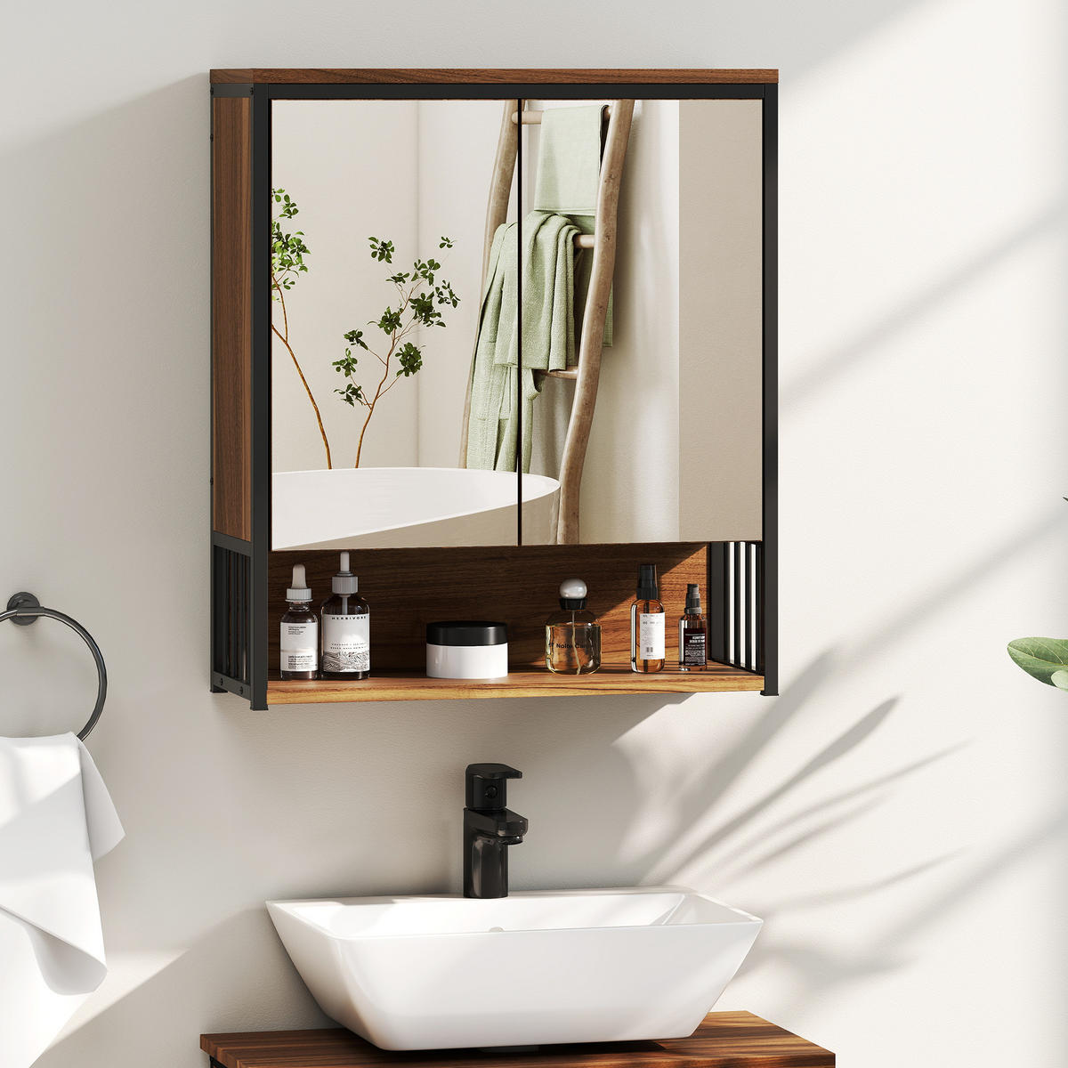 BADEZIMMERSPIEGEL Braun - Braun, Holzwerkstoff (56/65/20cm)