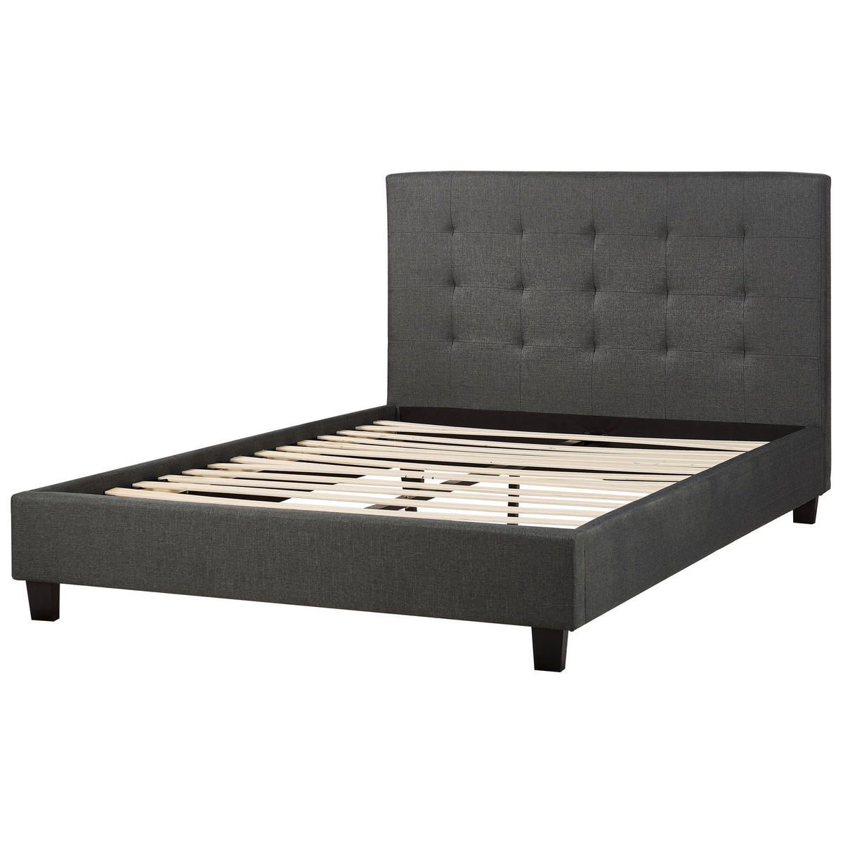 BETT mit Lattenrost 140/200 cm Dunkelgrau La Rochelle - Dunkelgrau/Schwarz, Textil (140/200cm) - Beliani