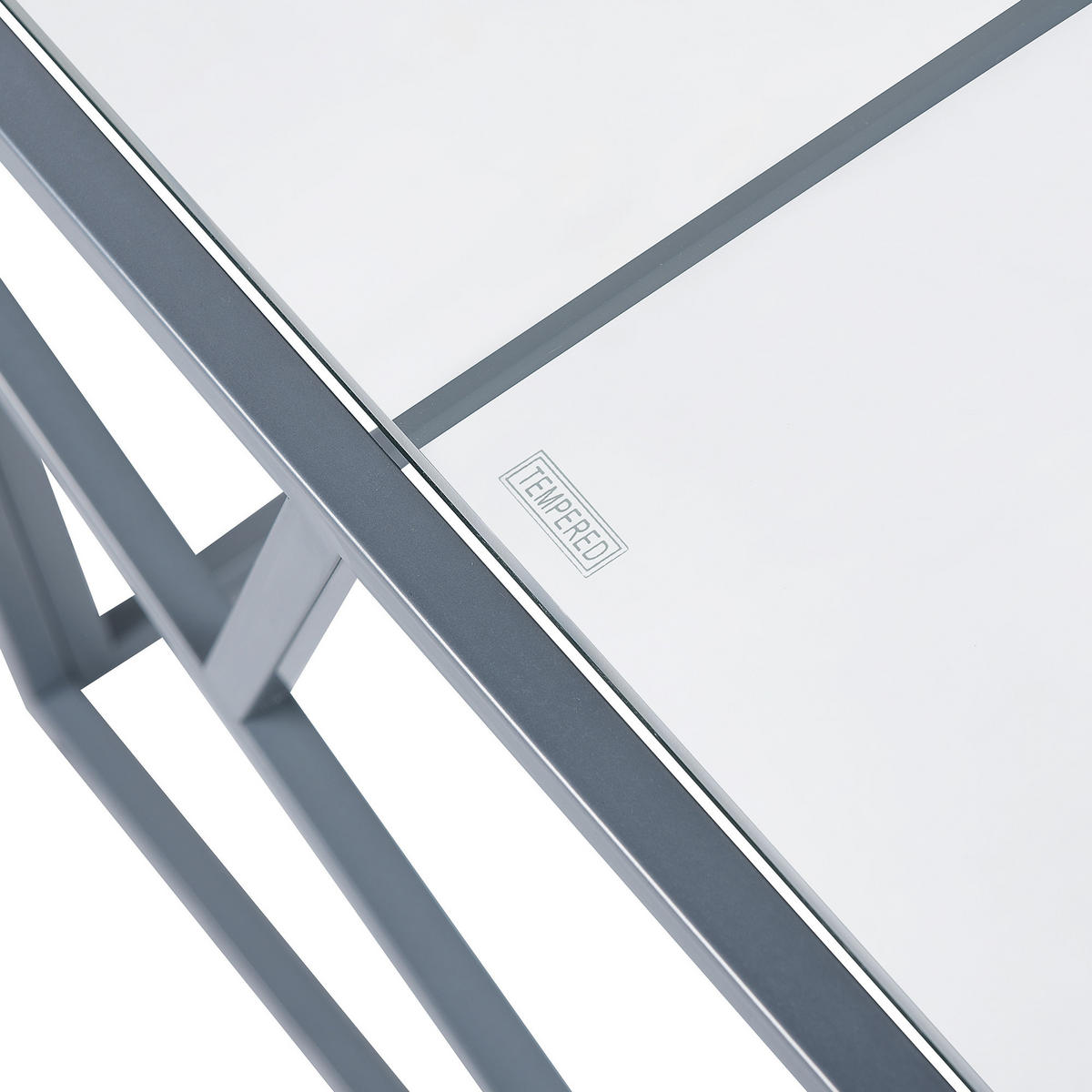 COUCHTISCH Glas Silber rechteckig 50/100 cm Orland - Silberfarben, Glas (100/50/45cm) - Beliani