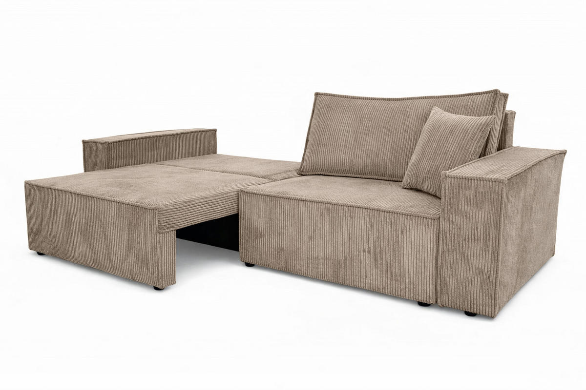 SOFA Mit Schlaffunktion Und Bettkasten, Cordstoff Poso, Dunkelbeige, BEST SCORNER - Beige, Holz (245/83/90cm) - Kaiser Möbel