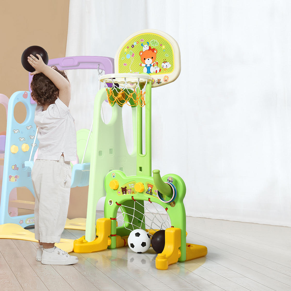 SPIELPLATZ kinder 6 in 1 Multicolor - Multicolor, Kunststoff (174/115/209cm) - COSTWAY