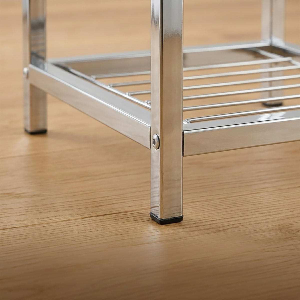 HOCKER Weiß Chrom Kunstleder gepolstert mit Ablage - Multicolor, Kunststoff/Metall (33/47/33cm) - Relaxdays