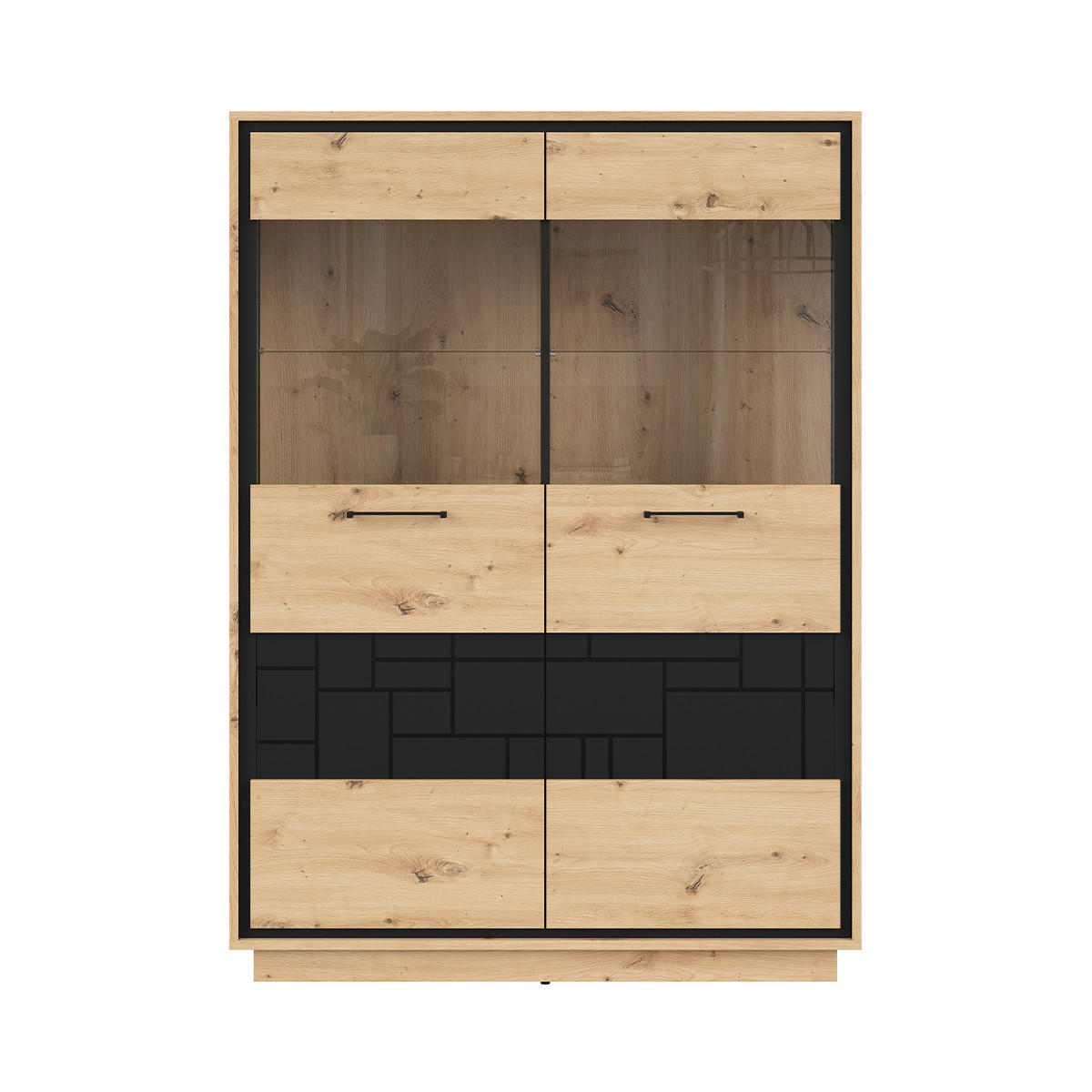 VITRÍNA Elijah Dřevo a černá - černá, kompozitní dřevo (109/150/42cm) - Petits-meubles