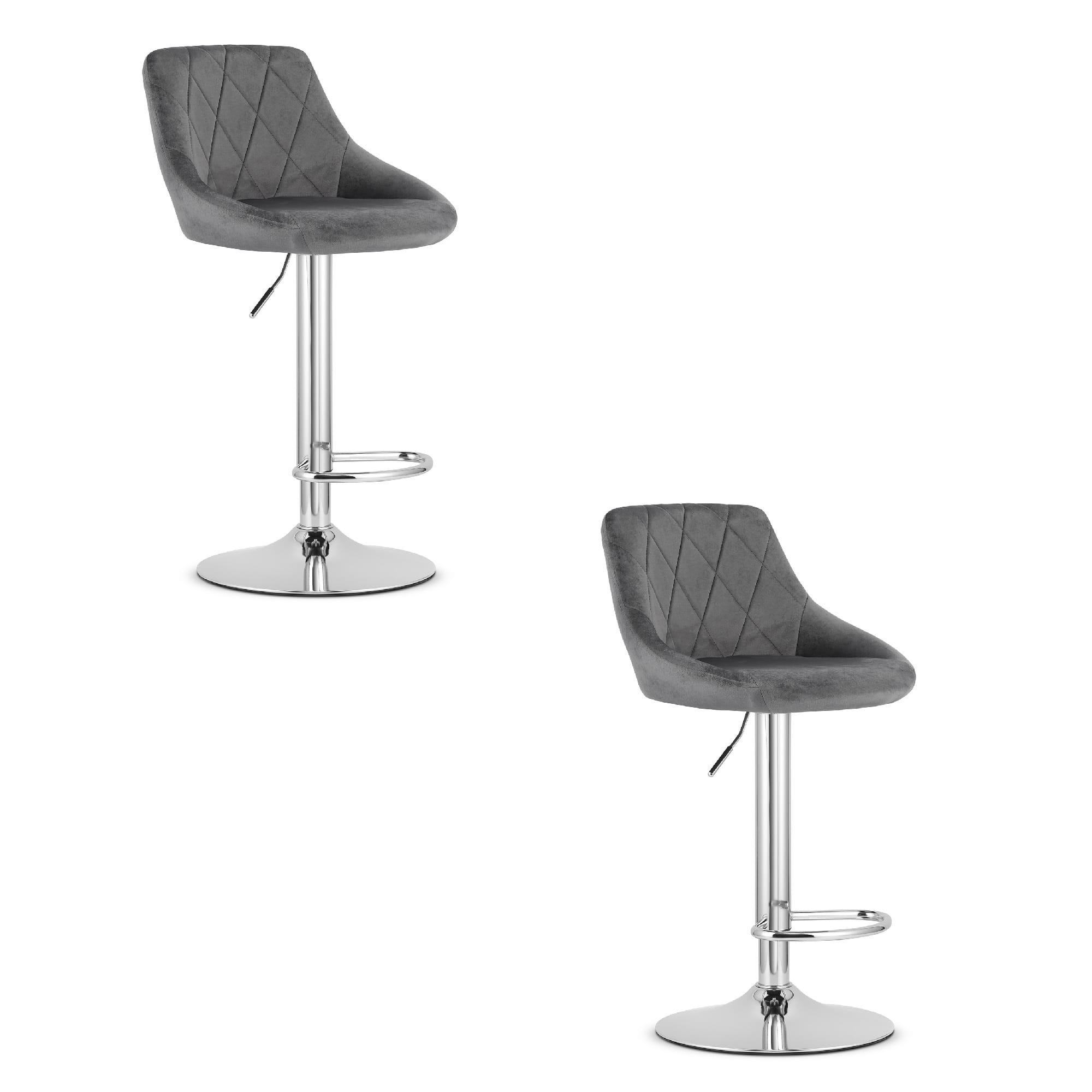 BARHOCKER 2-er Set DAKA grauer Sitz, Chrombasis - Grau, Textil (45.5/105/49cm) - Valora