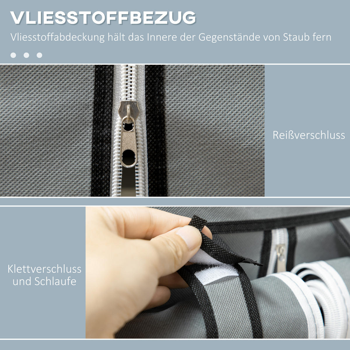 STOFFSCHRANK, Kleiderschrank, Hellgrau - Hellgrau, Metall (43/162.5/125cm) - HOMCOM