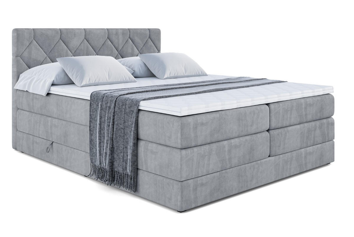 BOXSPRINGBETT CATOR KING - 200x200 - H3/H4 - Grau - Grau, Holzwerkstoff (200/200cm) - ALTDECOR