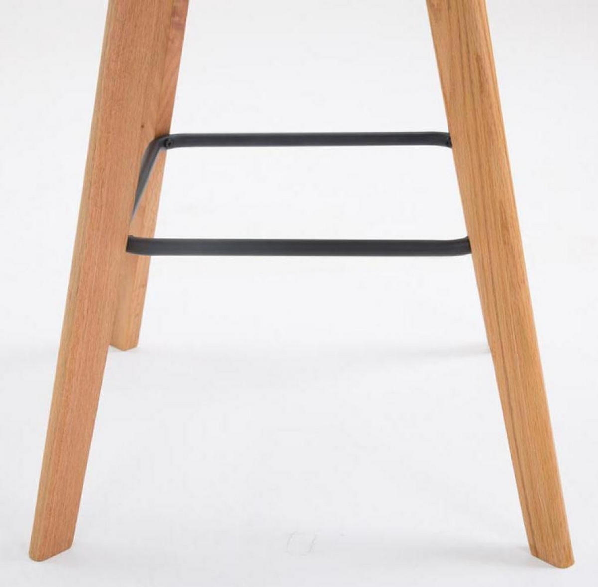 BARHOCKER 2er Set Lederlook schwarz - Eukalyptusholzfarben/Schwarz, Holz/Textil (48/112/56cm) - CLP