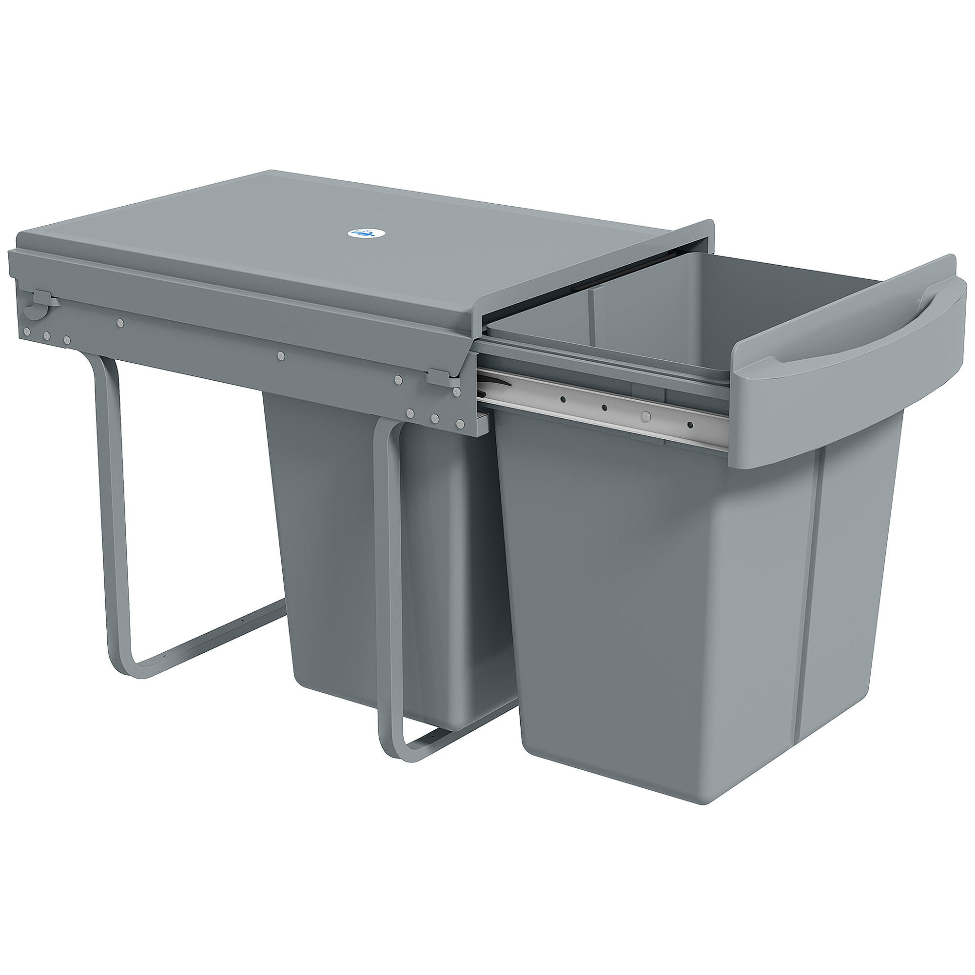 MÜLLEIMER DE-08916 2x20 L, Soft-Close, für Unterschrank Grau - Grau, Kunststoff (33.5/41/52cm) - ComfortXL