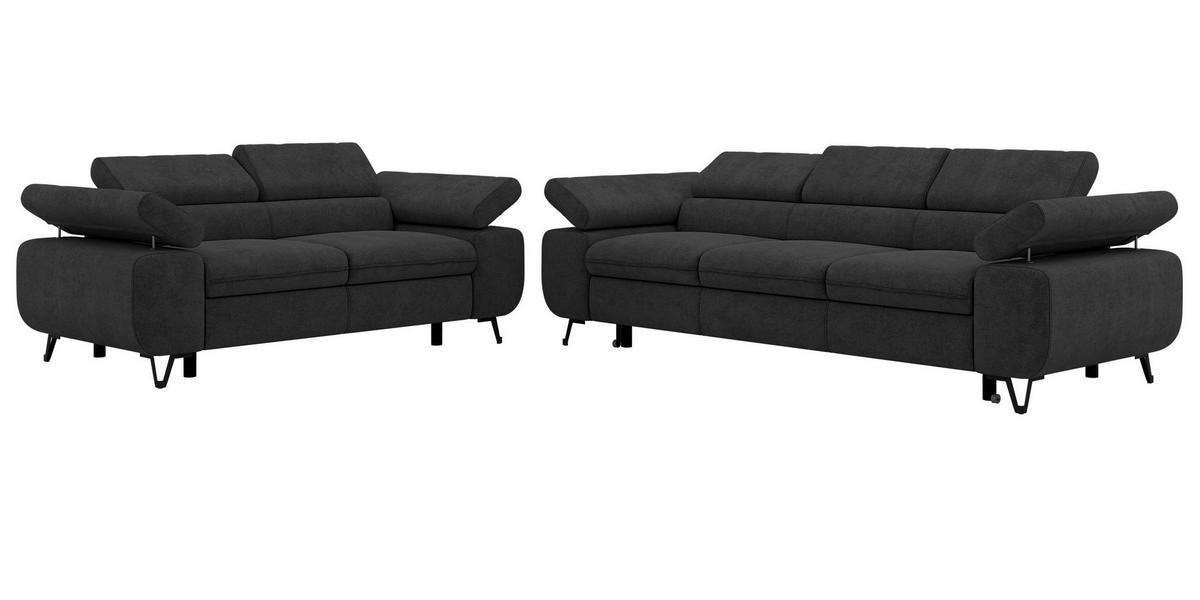 SEDACÍ SOUPRAVA PETERS 2+3 - Tmavě šedá Strukturovaná látka - černá/tmavě šedá, kov/textil (262/76/99cm) - MKS