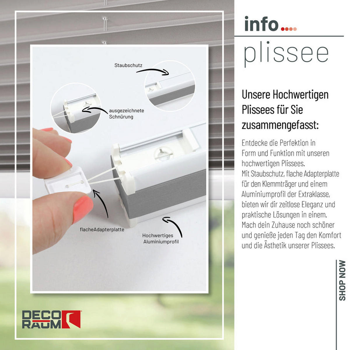 PLISSEE Basic ohne Bohren - Grau, Textil (100/210cm) - Deco-Raum