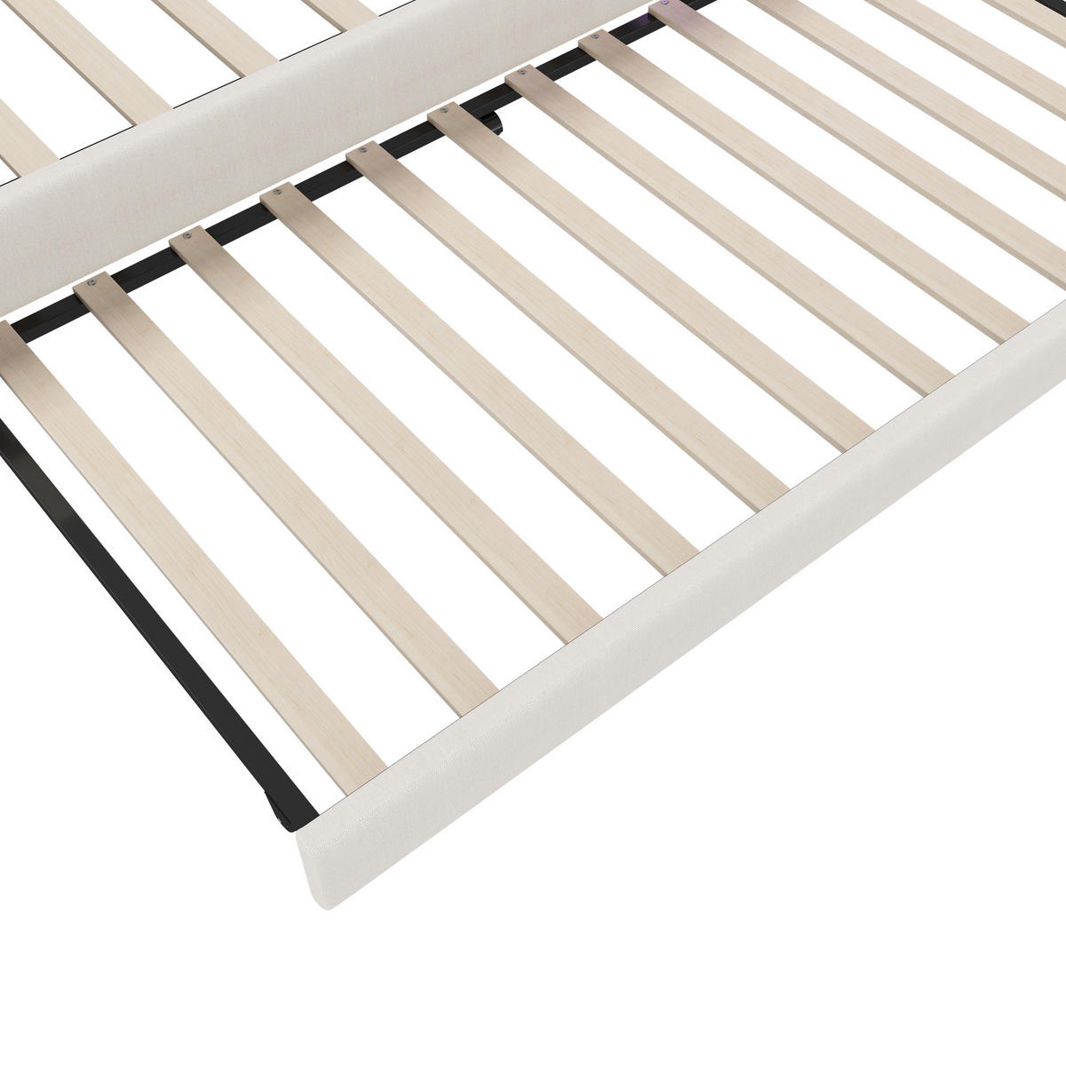 POLSTERBETT 90/200 cm Beige aus Leinen mit LED-Lichtleiste - Beige, Textil (90/200cm) - OKMYHOME