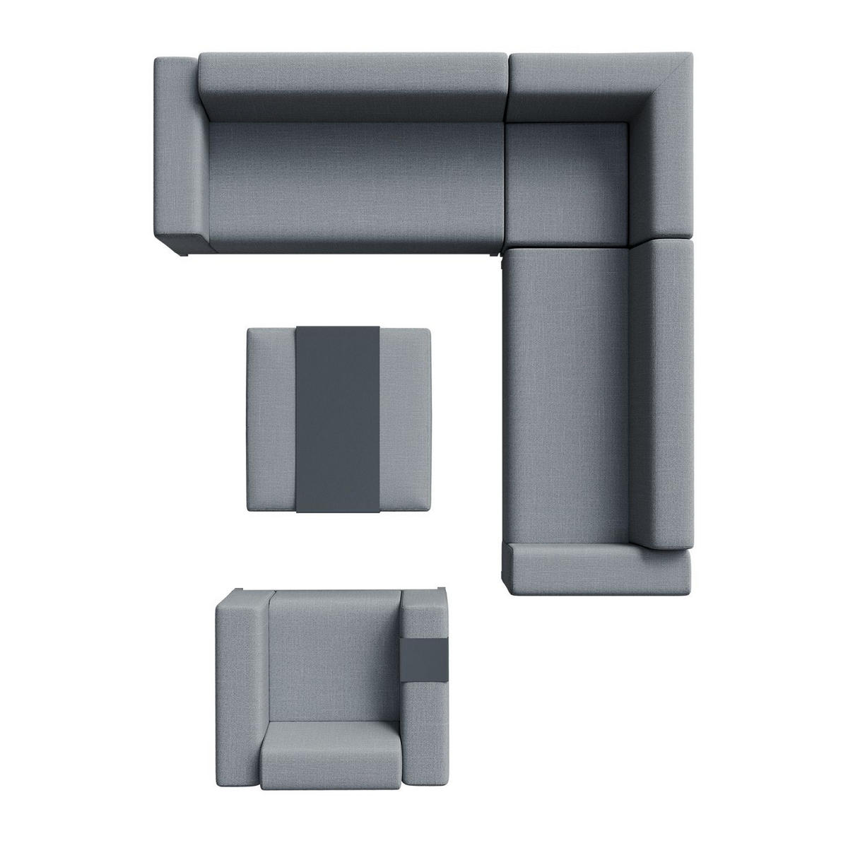 LOUNGEGARNITUR Sorano anthrazit inkl. Tabletts - Anthrazit, Metall - Juskys