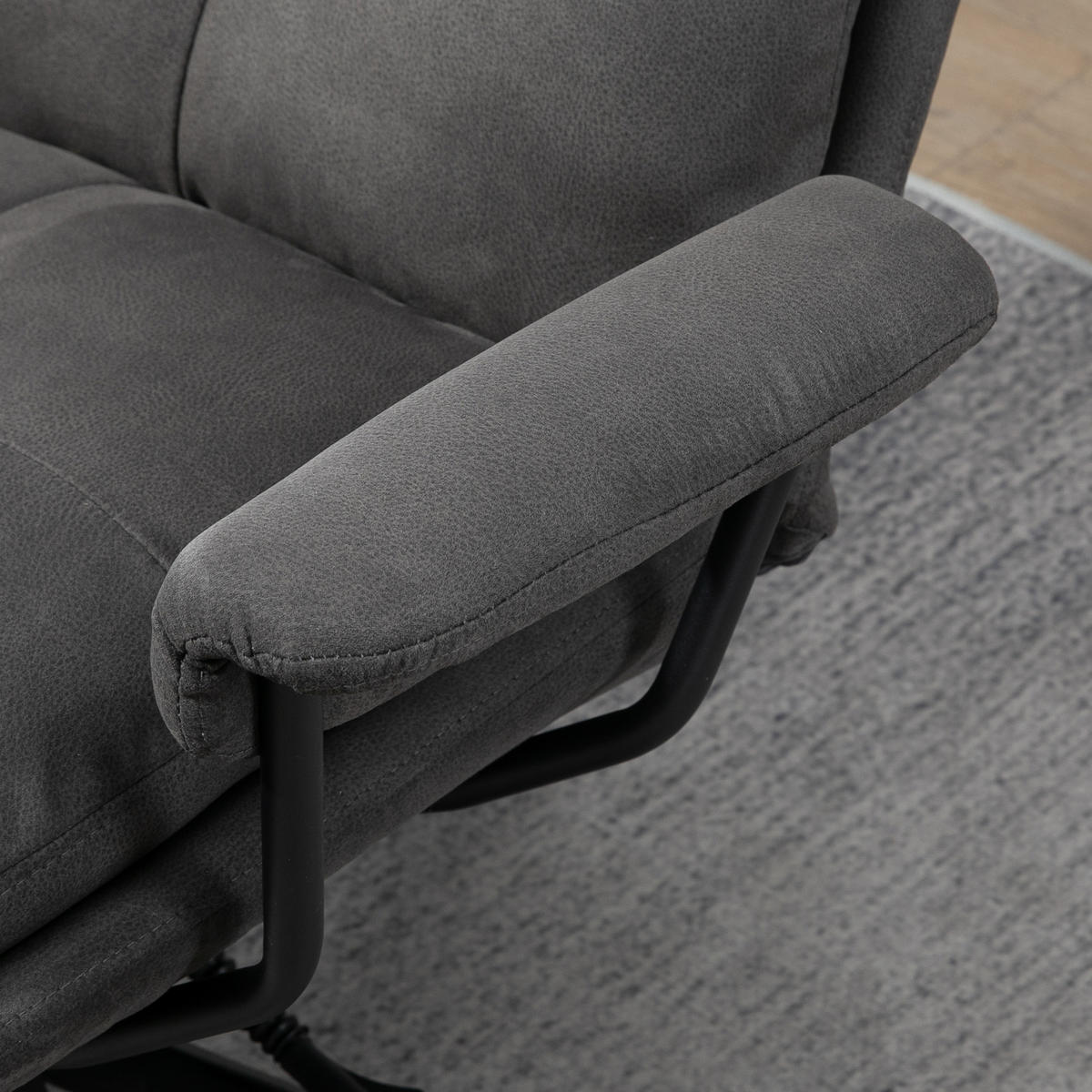 RELAXSESSEL mit Hocker, Drehbarem Fuß Fernsehsessel mit Liegefunktion Polyester - Dunkelgrau, Metall (91/103.5/78cm) - HOMCOM