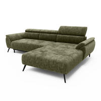 ECKSOFA Ottomane links Chenille 286x184x79 grün VALENTINA - Grün, Kunststoff (286/184cm) - Massivmoebel24