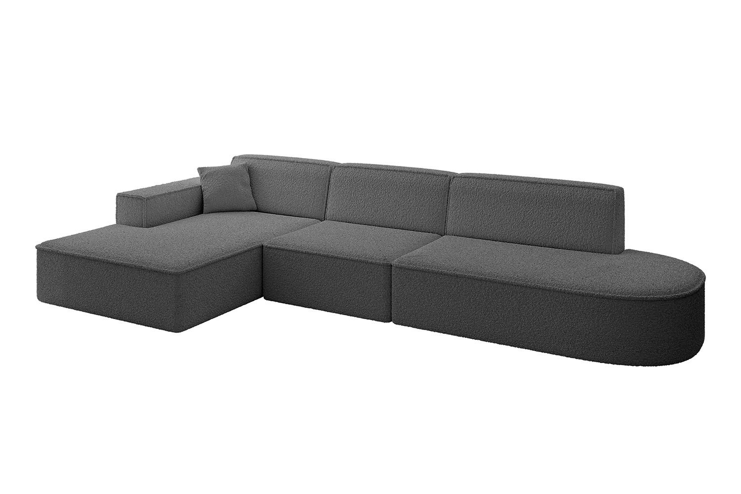 ECKSOFA Ottomane Links IREA-L2-v4 - 327x165x77 cm Grau - Olivgrün, Holzwerkstoff/Textil (327/165cm) - ALTDECOR