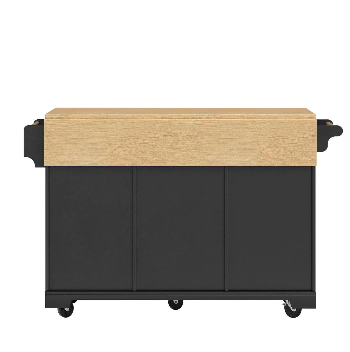 KÜCHENINSEL 120/40/95 cm Schwarz aus MDF und Metall mit klappbarer Tischplatte - Schwarz, Holzwerkstoff (40/95/120cm) - OKMYHOME