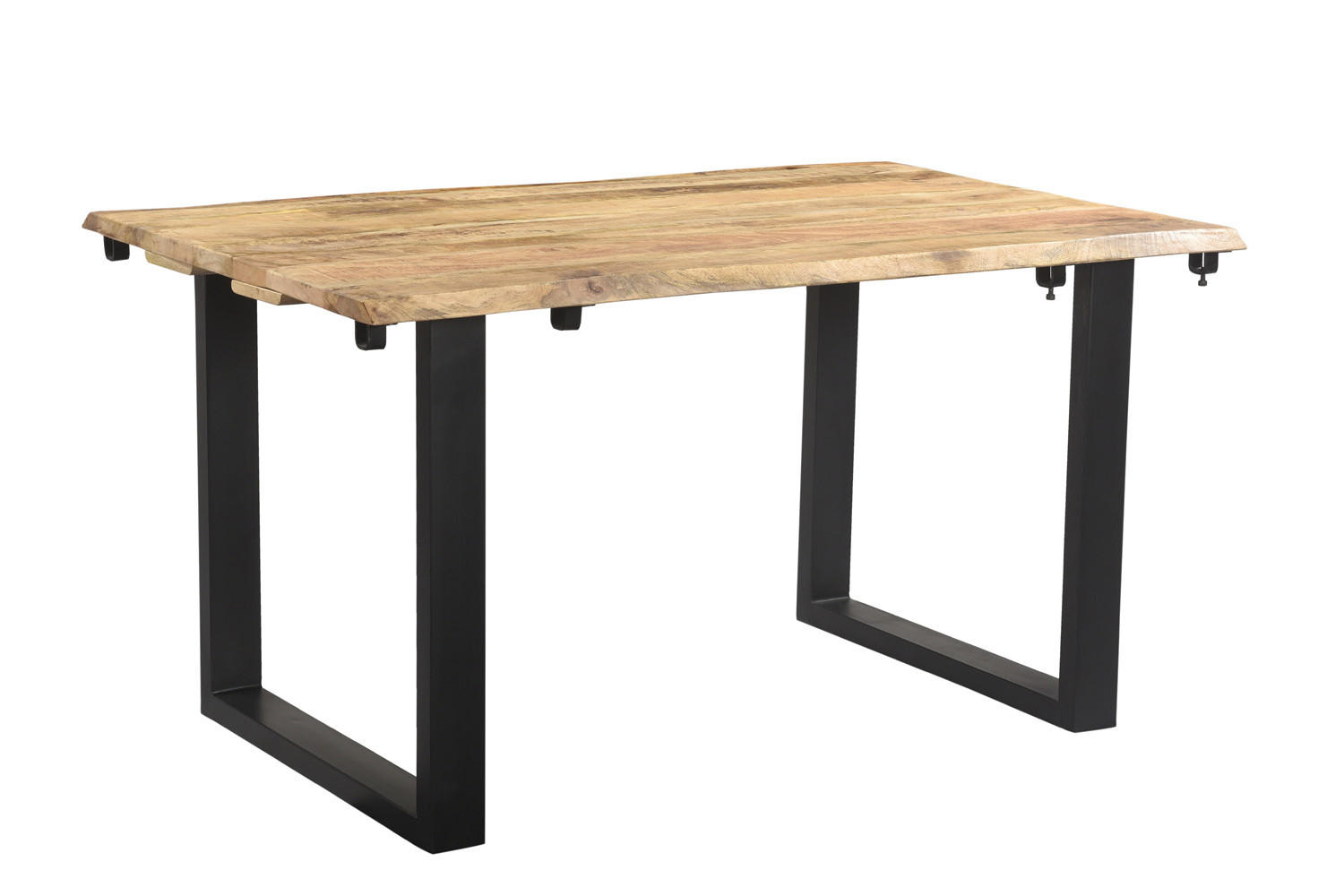 ESSTISCH LORE Holz Akazie - Schwarz/Naturfarben, Holz/Metall (140/90/77cm) - KAWOLA