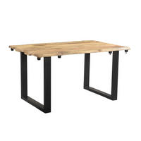 ESSTISCH LORE Holz Akazie - Schwarz/Naturfarben, Holz/Metall (140/90/77cm) - KAWOLA