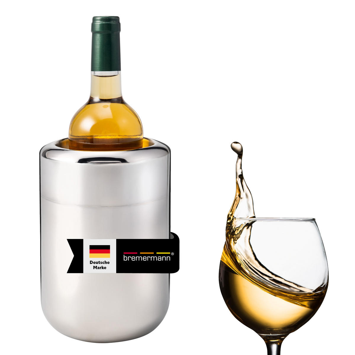 EDELSTAHL-FLASCHENKÜHLER 750 ml-Flaschen, silber, Edelstahl - Edelstahlfarben, Metall (13/19cm) - bremermann