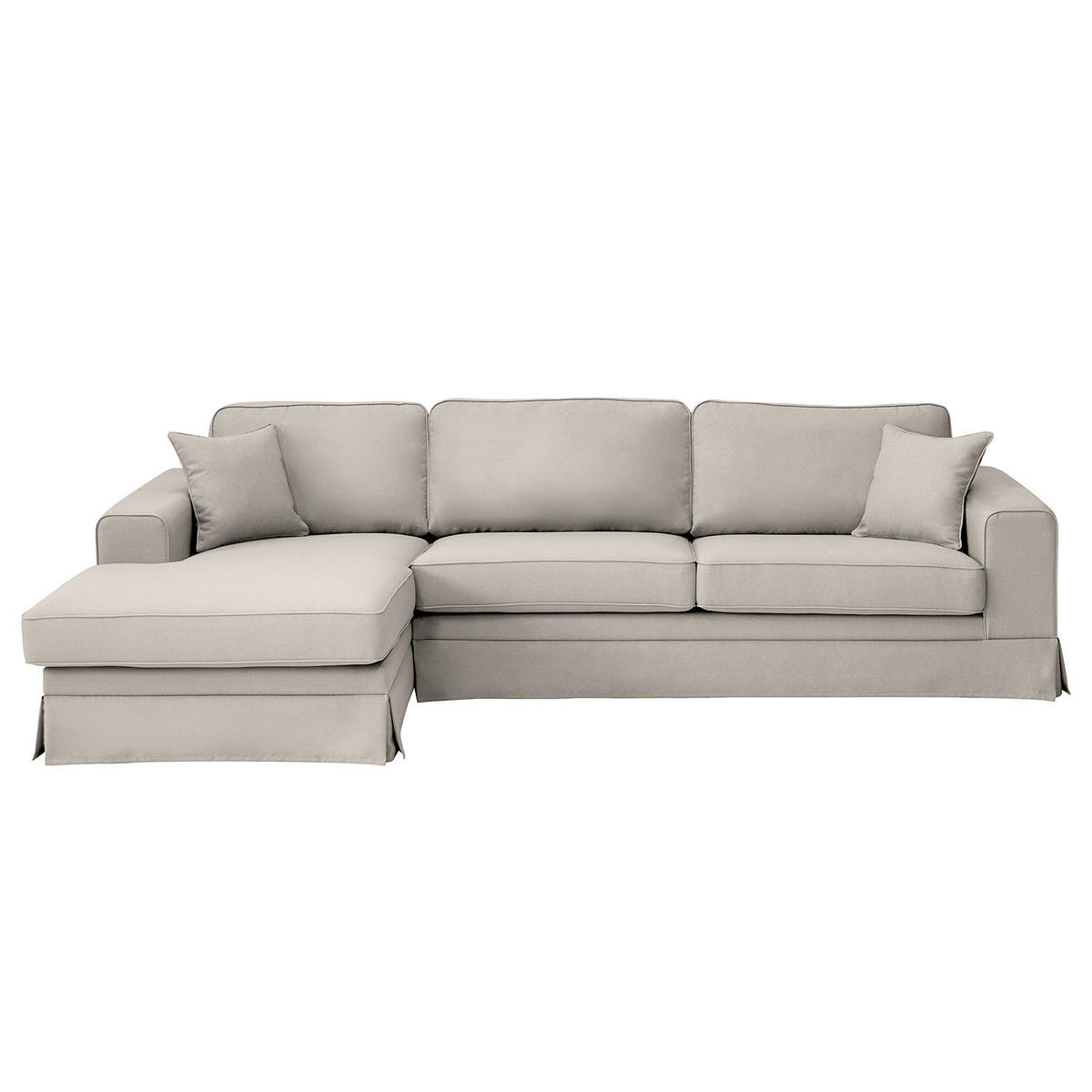 ECKSOFA mit Husse - Longchair, Webstoff - Hellgrau/Schwarz, Kunststoff/Textil (300/165cm) - home24