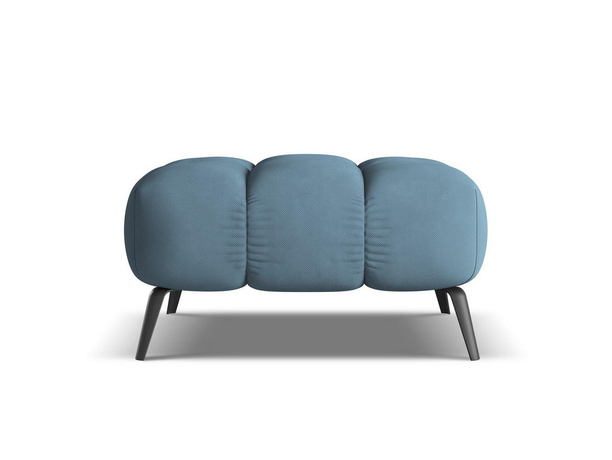 POUF Chenille Stoff Blau - Blau/Blaugrau, Textil/Metall (78/41/60cm) - Makamii