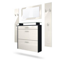 GARDEROBE Malea Front in Creme Hochglanz - Creme, Holzwerkstoff (180/180/23cm) - Vladon