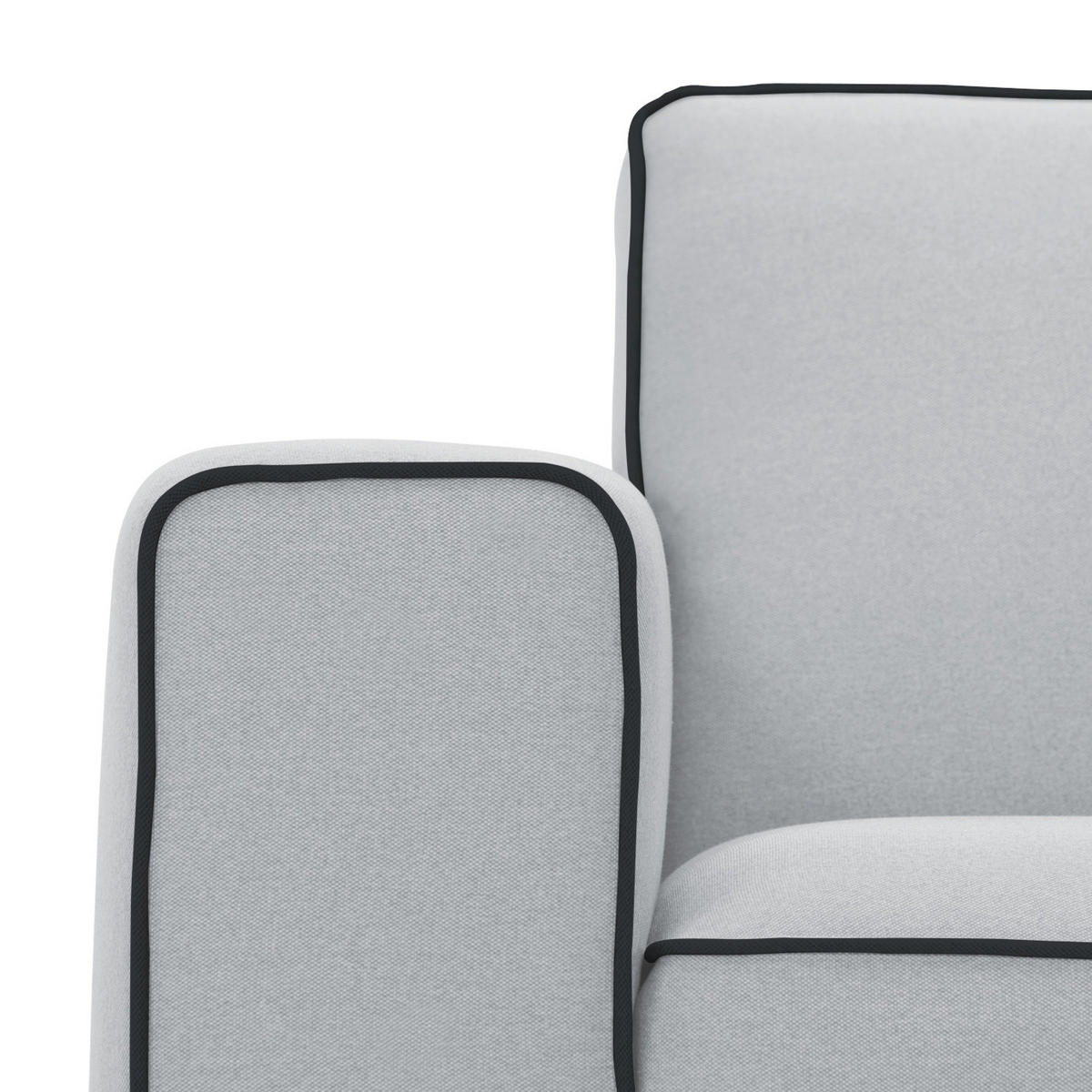 ECKSOFA mit Longchair - Webstoff - Hellgrau/Schwarz, Textil/Metall (285/168cm) - home24