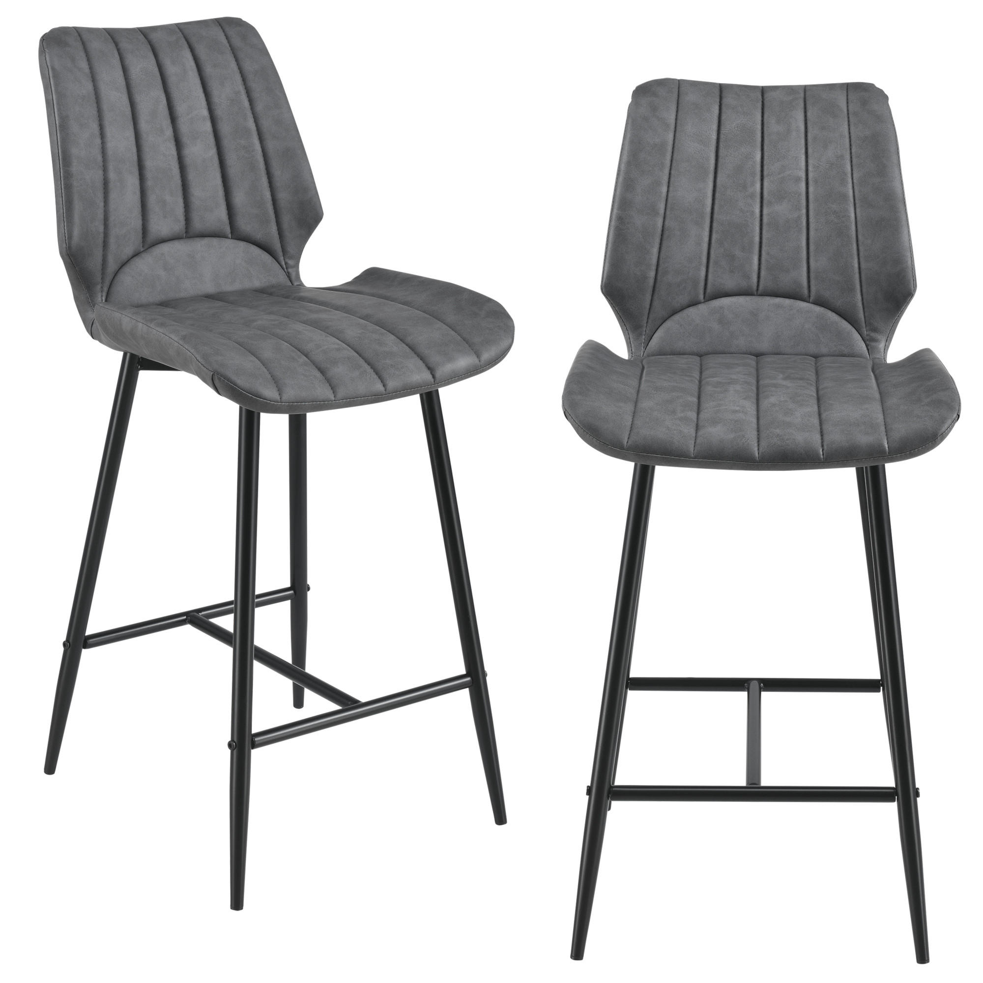 BARHOCKER Östersund 2er-Set - Grau, Kunststoff (47/103/51cm) - [en.casa]