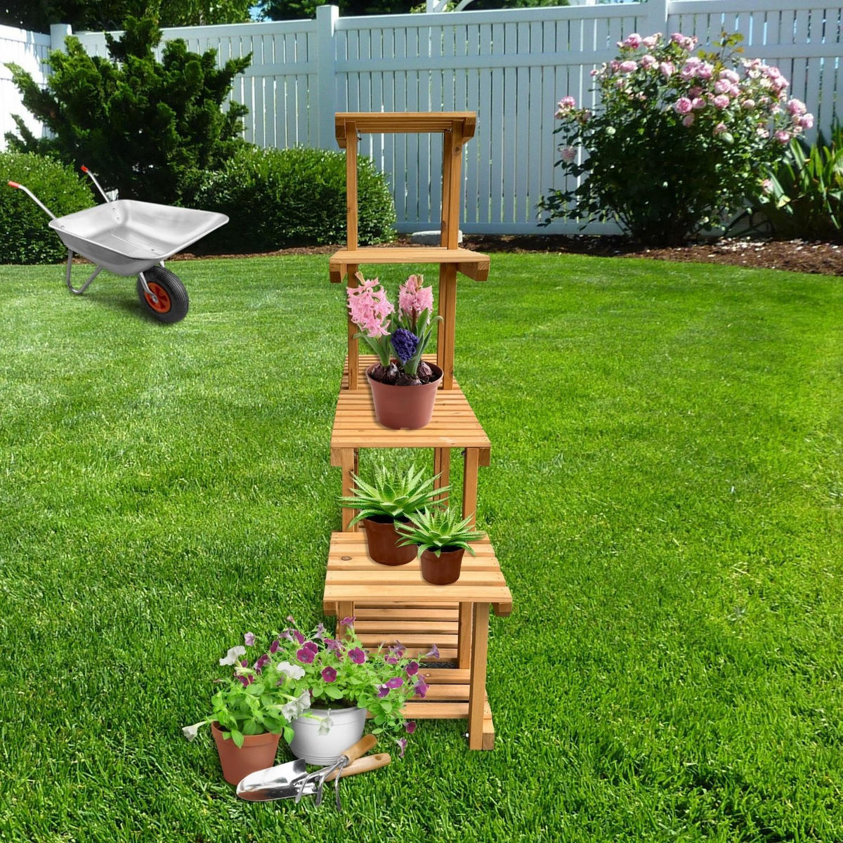 BLUMENREGAL LENA 102/25/95 cm - Naturfarben, Holz (102/25/95cm) - Coemo
