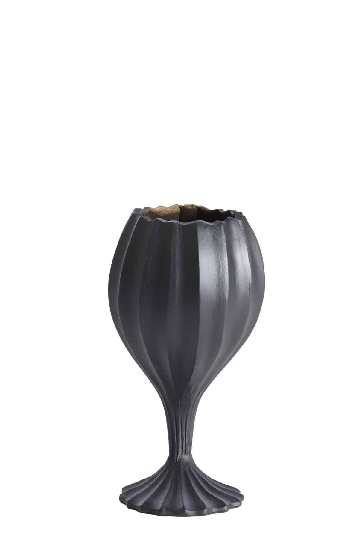 VASE Mikie Schwarz 18/16/32 cm - Schwarz, Metall (32cm) - Light & Living