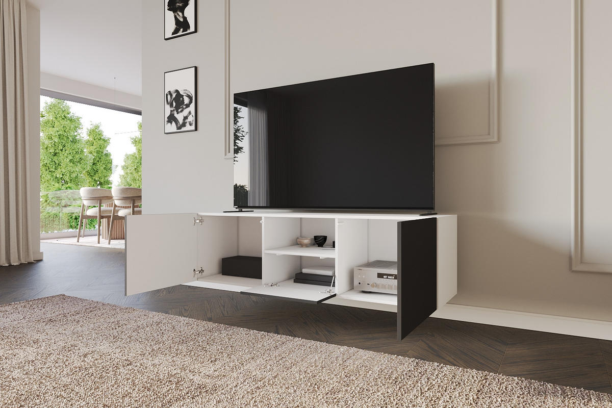 LOWBOARD ELIO-W 140x40x41 cm - Weiß / Schwarz - Weiß, Holzwerkstoff (140/40/41cm) - ALTDECOR